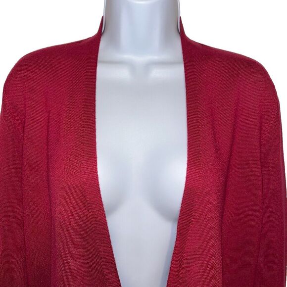 Eileen Fisher S/Petite Cardigan Medium Red Open Radish Tencel Silk Angle Front - Picture 3 of 14